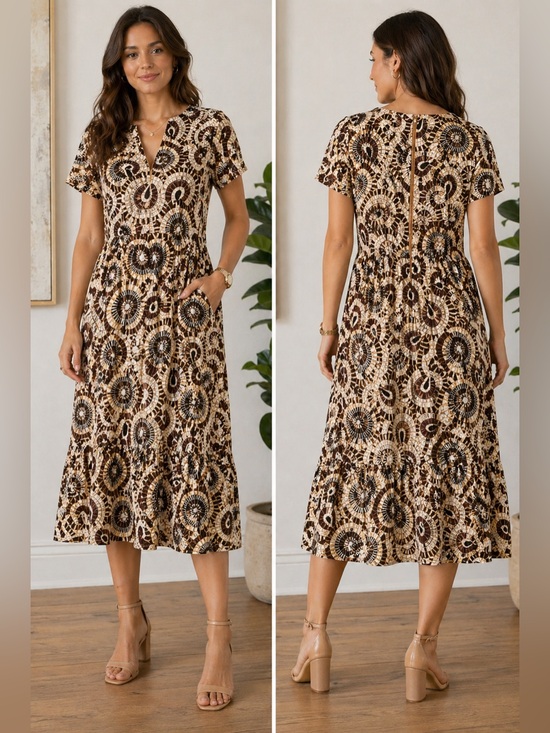 Marie Oliver Dresses & Skirts - Marie Oliver NWOT Abstract Print Zip Front Midi Dress Size Small
